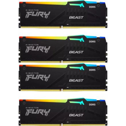 Kingston 128GB DDR5 5200MHz Kit(4x32GB) Fury Beast RGB Black