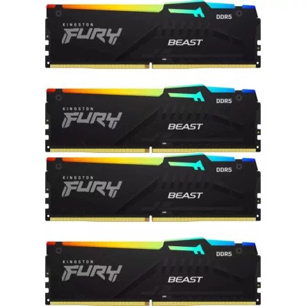 Kingston 128GB DDR5 5200MHz Kit(4x32GB) Fury Beast RGB Black