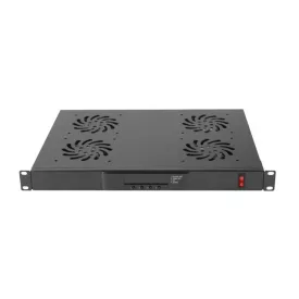  Lanberg 19" fan unit / ventilation panel with lcd 4 fans + thermostat 230V Black