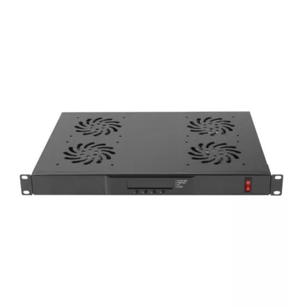 Lanberg 19" fan unit / ventilation panel with lcd 4 fans + thermostat 230V Black