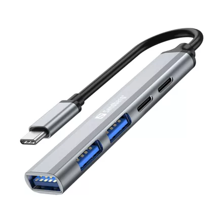 Sandberg USB-C to 3xUSB-A+2xUSB-C SAVER Silver