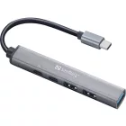Sandberg USB-C to 3xUSB-A+2xUSB-C SAVER Silver