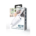 Gembird 3-port 65W GaN USB PowerDelivery fast charger White