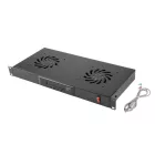 Lanberg 19" fan unit / ventilation panel with lcd 2 fans + thermostat 230V Black