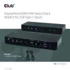 Club3D CSV-1585 DisplayPort/HDMI KVM Switch/Dock 4K60Hz For USB Type-C inputs Black
