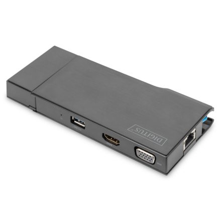 Digitus DA-70894 Universal Docking Station USB3.0 7-Port Travel 2x Video 2x USB3.0 RJ45 2x Card Reader Black