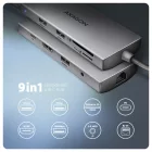AXAGON HMC-8HLSA USB-C 5Gbps 9in1 hub Grey