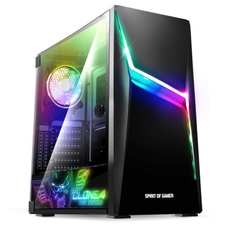 Spirit Of Gamer Clone 4 RGB Tempered Glass Black 