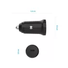FIXED USB-C 12/24V-os autós töltő, 20W, PD3.0, 1 m USB-C kábellel, fekete