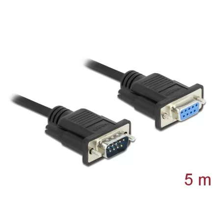 DeLock Serial Cable RS-232 D-Sub9 male to female with narrow plug housing 5m Black