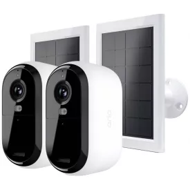   Arlo Essential (Gen.2) Bundle 2K Outdoor Security Camera (2 Camera Kit) + (2 Essential Solar Panel Charger) White