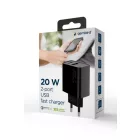 Gembird 2-Port 20W USB Fast Charger Black