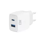 ACT AC2122 USB-C & USB-A charger 20W with Power Delivery White