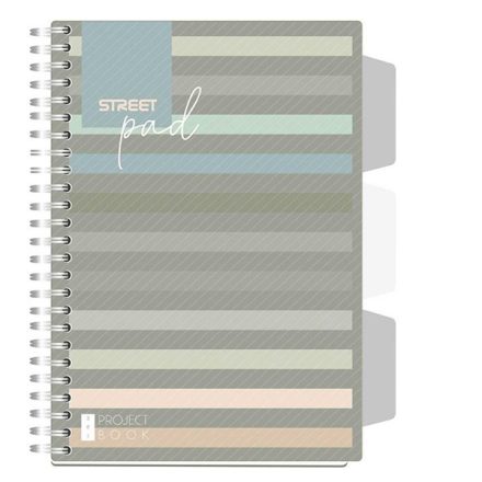 Spirálfüzet vonalas STREET Pad A/5 100 lapos regiszteres sötét csíkos