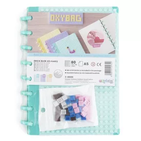 Spirálfüzet vonalas OXY lego design A/5 80 lapos kék