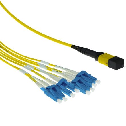 ACT Singlemode 9/125 OS2 fanout patchcable 1 X MTP female - 6 X LC duplex 12 fibers 5m Yellow