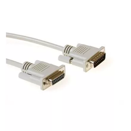 ACT Serial 1:1 connection cable 15 pin D-sub male to 15 pin D-sub female 1,8m Ivory