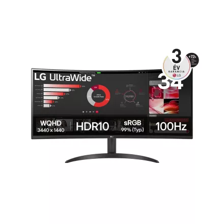 LG 34" 34WR50QK-B LED Curved