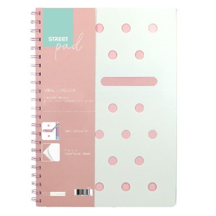 Spirálfüzet vonalas STREET Pad A/5 100 lapos pasztell rózsaszín