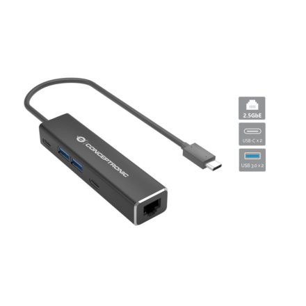 Conceptronic  ABBY14B USB 3.2 Gen 1 2.5GbE Network Adapter with 4-Port USB Hub