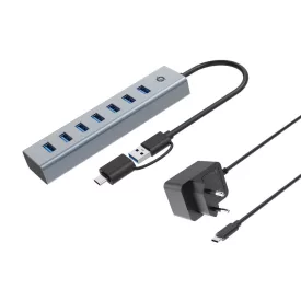   Conceptronic  HUBBIES21GP 7-Port USB 3.0 Hub with Power Adapter Grey