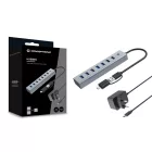Conceptronic  HUBBIES21GP 7-Port USB 3.0 Hub with Power Adapter Grey