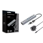 Conceptronic  HUBBIES20GP 7-Port USB 3.0 Hub with Power Adapter Grey