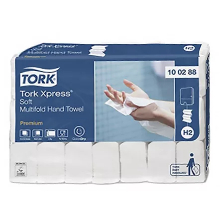 Kéztörlő hajtogatott TORK Xpress Soft Multifold Premium H2 21x34 cm 110 lap  fehér 2 rétegű 21 csomag/karton