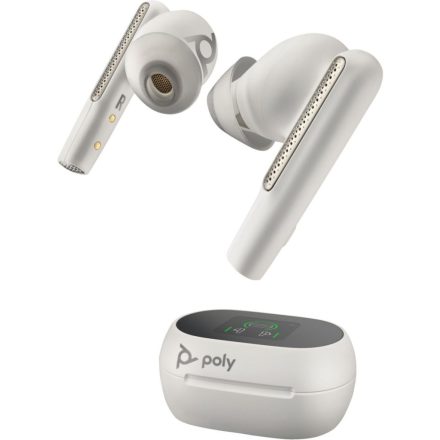 Poly Plantronics Voyager Free 60+ UC Touchscreen Charge Case for BT700 USB-A Adapter Bluetooth Headset White Sand