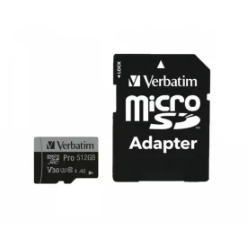 Verbatim 512GB microSDXC Pro Class 10 U3 V30 A2 + adapterrel