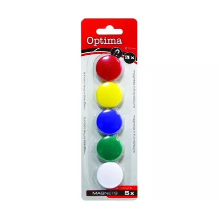 Táblamágnes OPTIMA 25mm 5 darabos vegyes színű