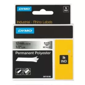   Feliratozó szalag DYMO ID1 12mm x 5,5m poliészter metál alapon fekete írásszín