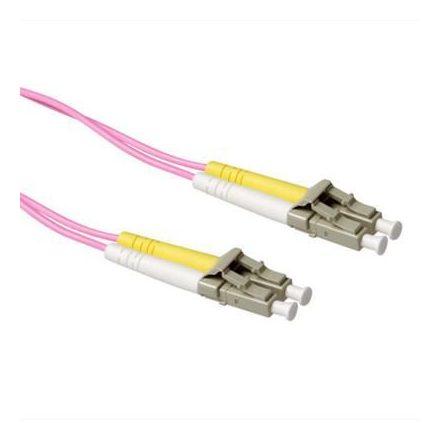 ACT LSZH Multimode 50/125 OM4 fiber patch cable duplex with LC connectors 35m Pink