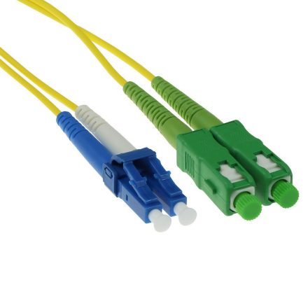 ACT LSZH Singlemode 9/125 OS2 fiber patch cable duplex with SC/APC and LC/UPC connectors 1,5m Yellow