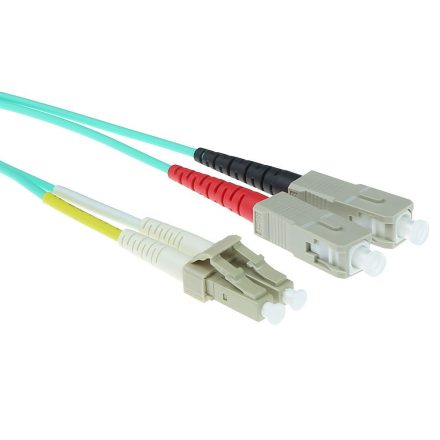 ACT LSZH Multimode 50/125 OM3 fiber cable duplex with LC and SC connectors 17m Blue