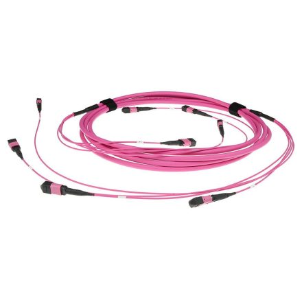 ACT Multimode 50/125 OM4(OM3) polarity A fiber trunk cable with 4 MTP/MPO female connectors each side 15m Violet