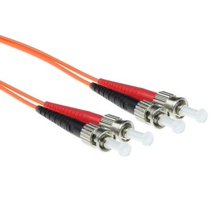 ACT LSZH Multimode 50/125 OM2 fiber patch cable duplex with ST connectors 15m Orange