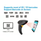 EQuip Wireless 2D Barcode Scanner Long Distance with Stand Vonalkódolvasó Black