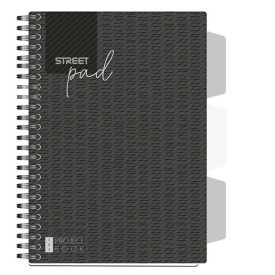   Spirálfüzet vonalas STREET Pad A/5 100 lapos regiszteres fekete