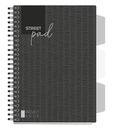 Spirálfüzet vonalas STREET Pad A/5 100 lapos regiszteres fekete