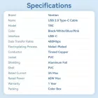 Vention USB 2.0 Type-C Male to Type-C Male 3A Cable 2m Black