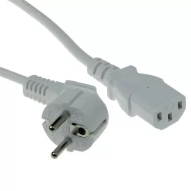   ACT Powercord mains connector Schuko CEE 7/7 male (angled) - C13 IEC 60320 3m White
