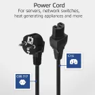 ACT Powercord mains connector Schuko CEE 7/7 male (angled) - C15 IEC 60320 1m Black