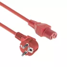 ACT Powercord mains connector Schuko CEE 7/7 male (angled) - C15 IEC 60320 1m Red