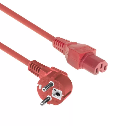 ACT Powercord mains connector Schuko CEE 7/7 male (angled) - C15 IEC 60320 1m Red