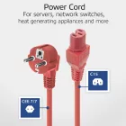 ACT Powercord mains connector Schuko CEE 7/7 male (angled) - C15 IEC 60320 1m Red