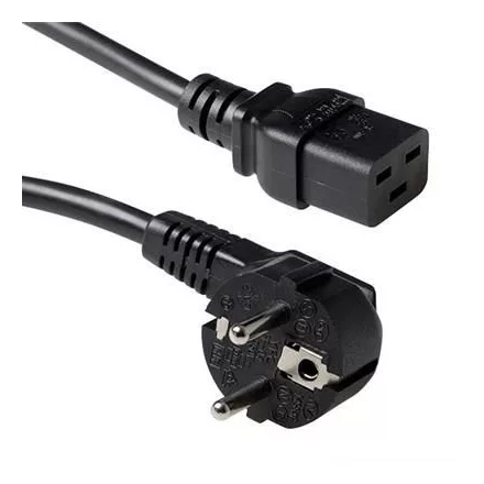 ACT Powercord mains connector Schuko CEE 7/7 male (angled) - C19 IEC 60320 0,6m Black