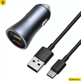 Baseus Golden Contactor Pro 40W Car Charger Grey