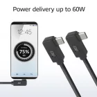 ACT USB 3.0 60W USB Type-C (left/right angled) to USB Type-C (left/right angled) Cable 0,5m Black
