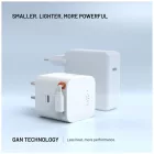 FIXED 2xUSB-C töltő visszahúzható kábellel, GaN PD 3.0 támogatással, 65W, fehér